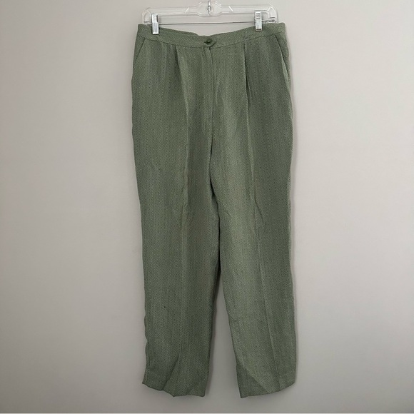 Vintage Jones New York Leafy Green Pleated Trouser Pants - Picture 1 of 9